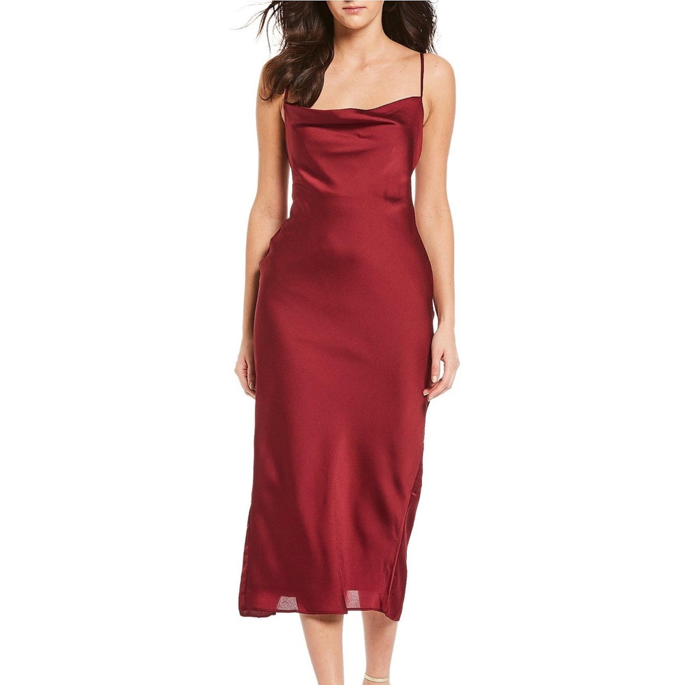 NWT Keepsake This Moment Satin Midi Slip Dress